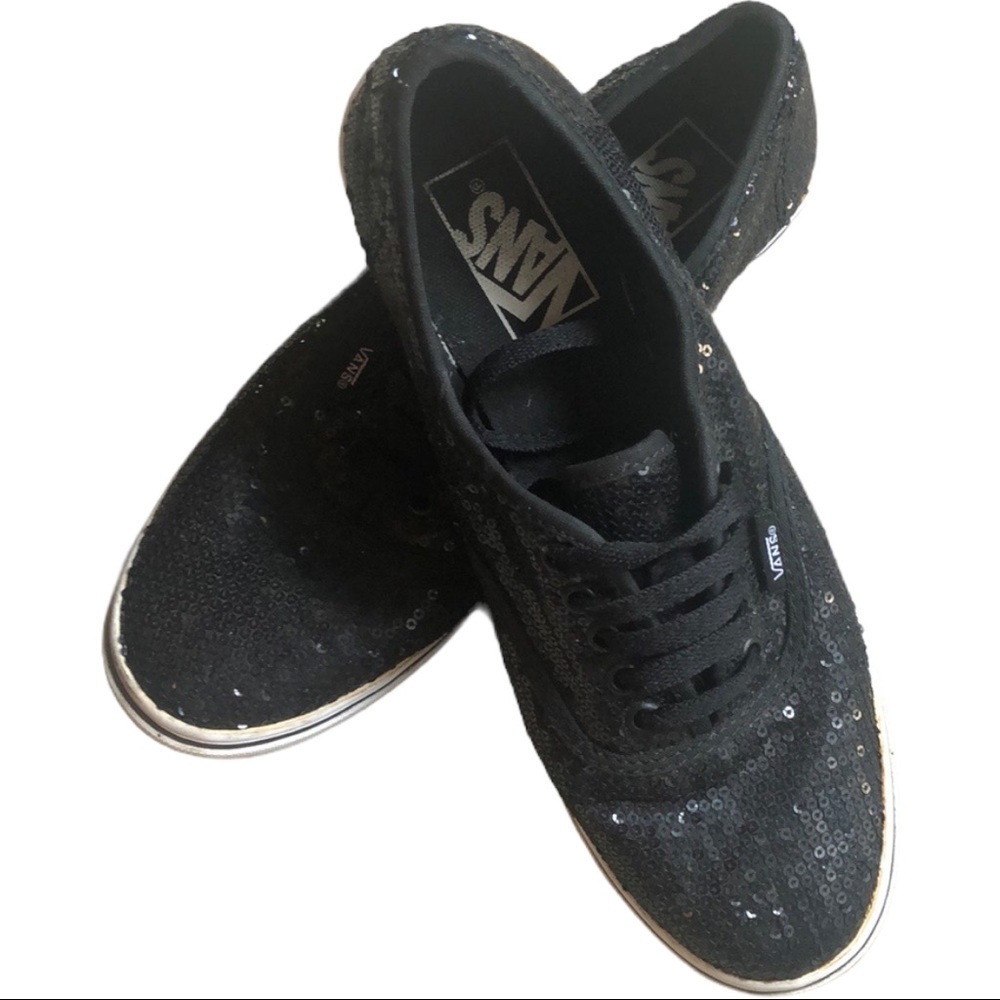 Vans black glitter sneakers! Women’s 8.5 men 7
